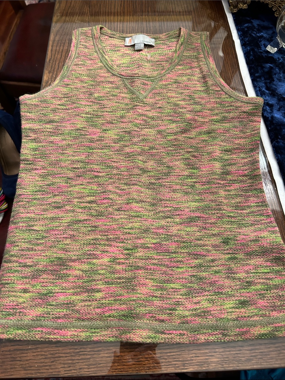 Missoni Pink & Green Striped Knit Tank